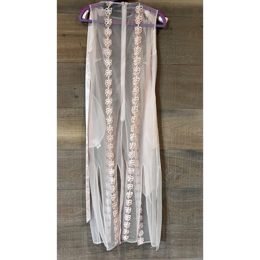Simone Rocha pale pink ribbon-trimmed sleeveless midi dress size US 0 NWOT - Picture 9 of 11